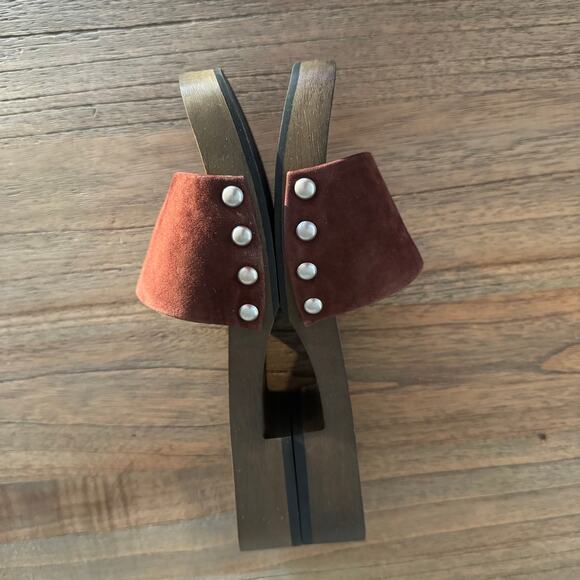 Bibi Lou (Anthropologie) Wood-Bottom Slides - Size 37 - Picture 5 of 6